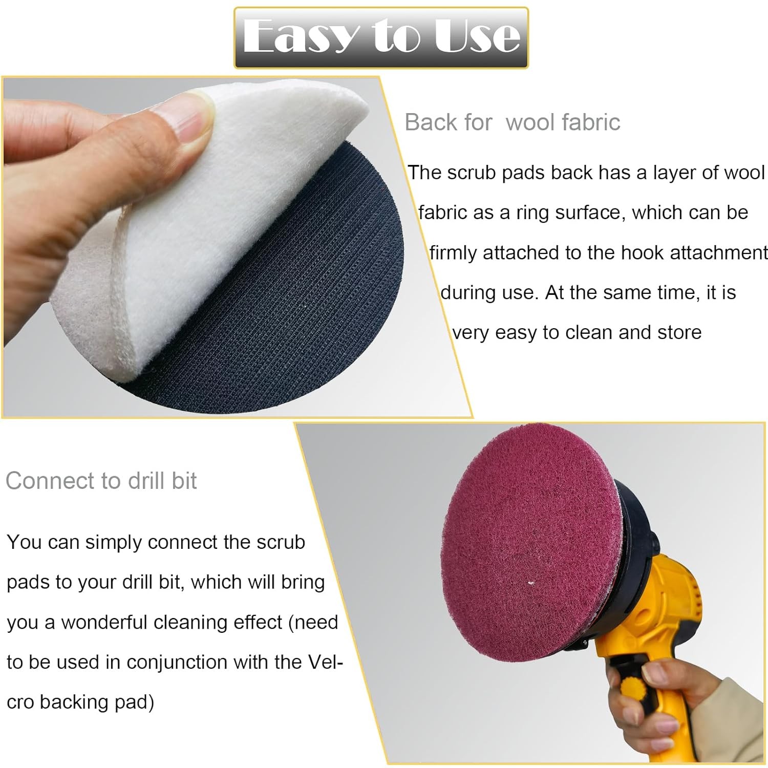 Tonmp 15 PCS 5 Inch Hoop and Loop Multipurpose Scrubber Scouring Pads – Flocking