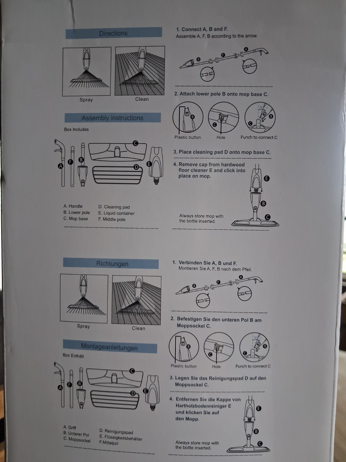 Micro fiber spray mop Wet/dry