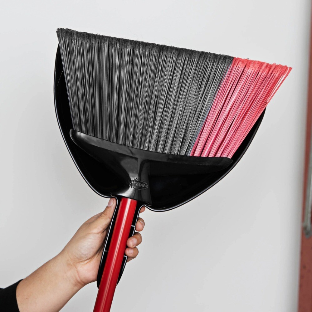 High Power 13.75 in. Steel Handel Broom with Dustpan