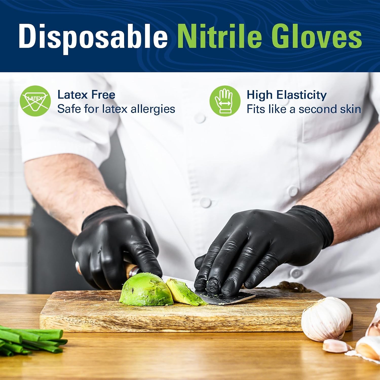 Black Nitrile Gloves, Food Safe Disposable Gloves Latex Free, Rubber Gloves