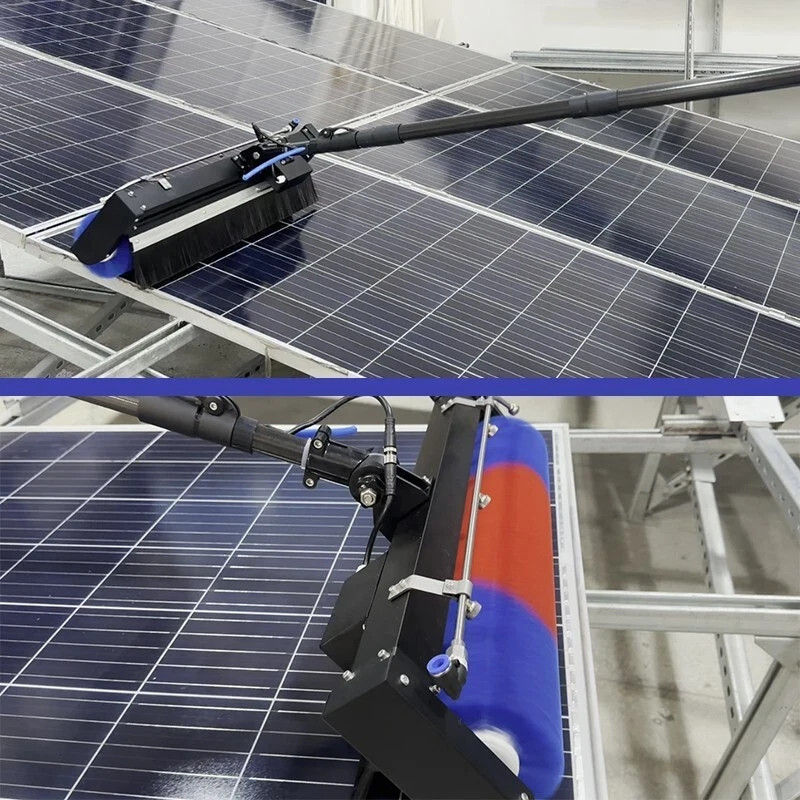 24ft Solar Panel Cleaning Brush – 400 RPM Water-Fed, AC/Battery Powered