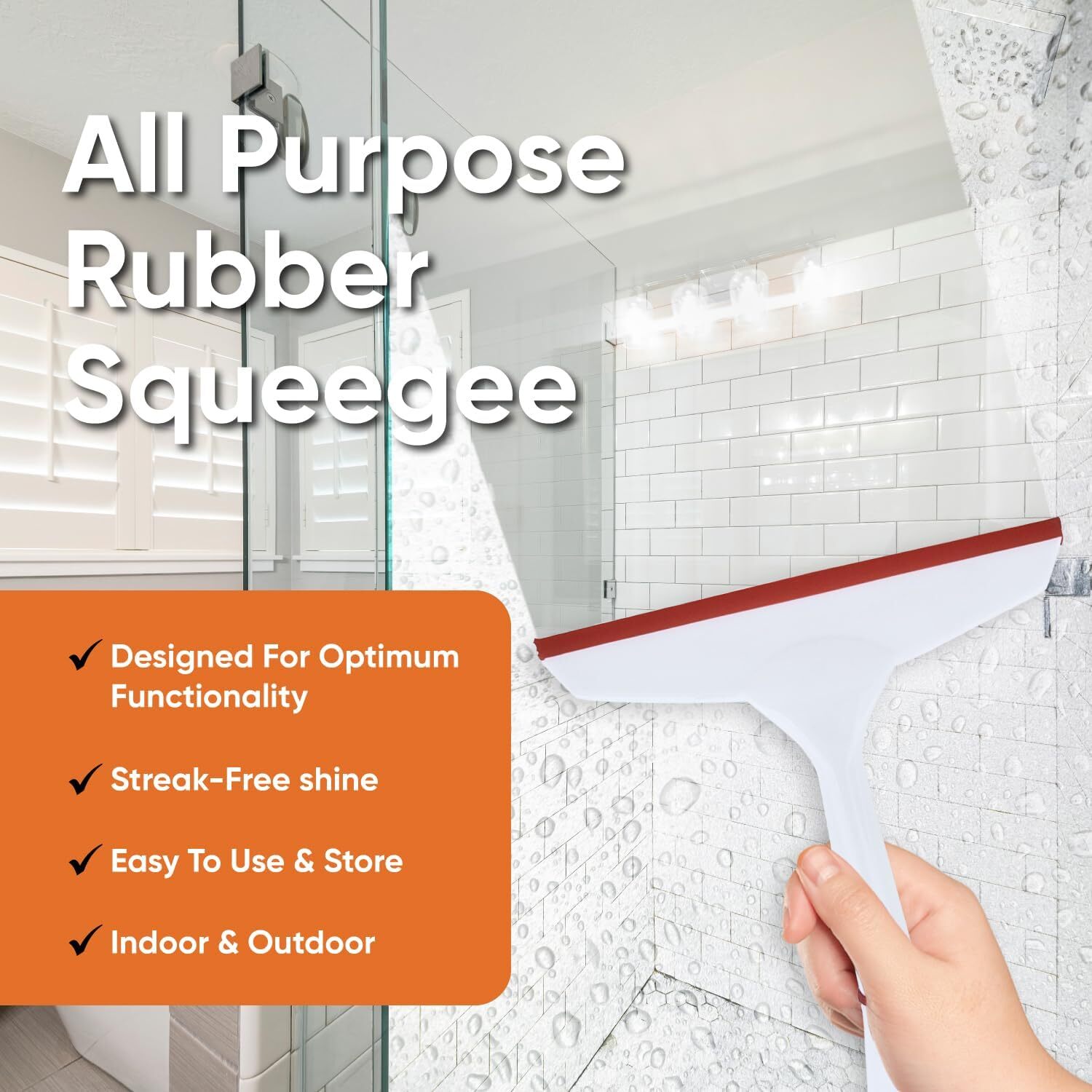 Superio 6″ Window Rubber Squeegee with Hanging Loop, 2 Pack, Red and Gray