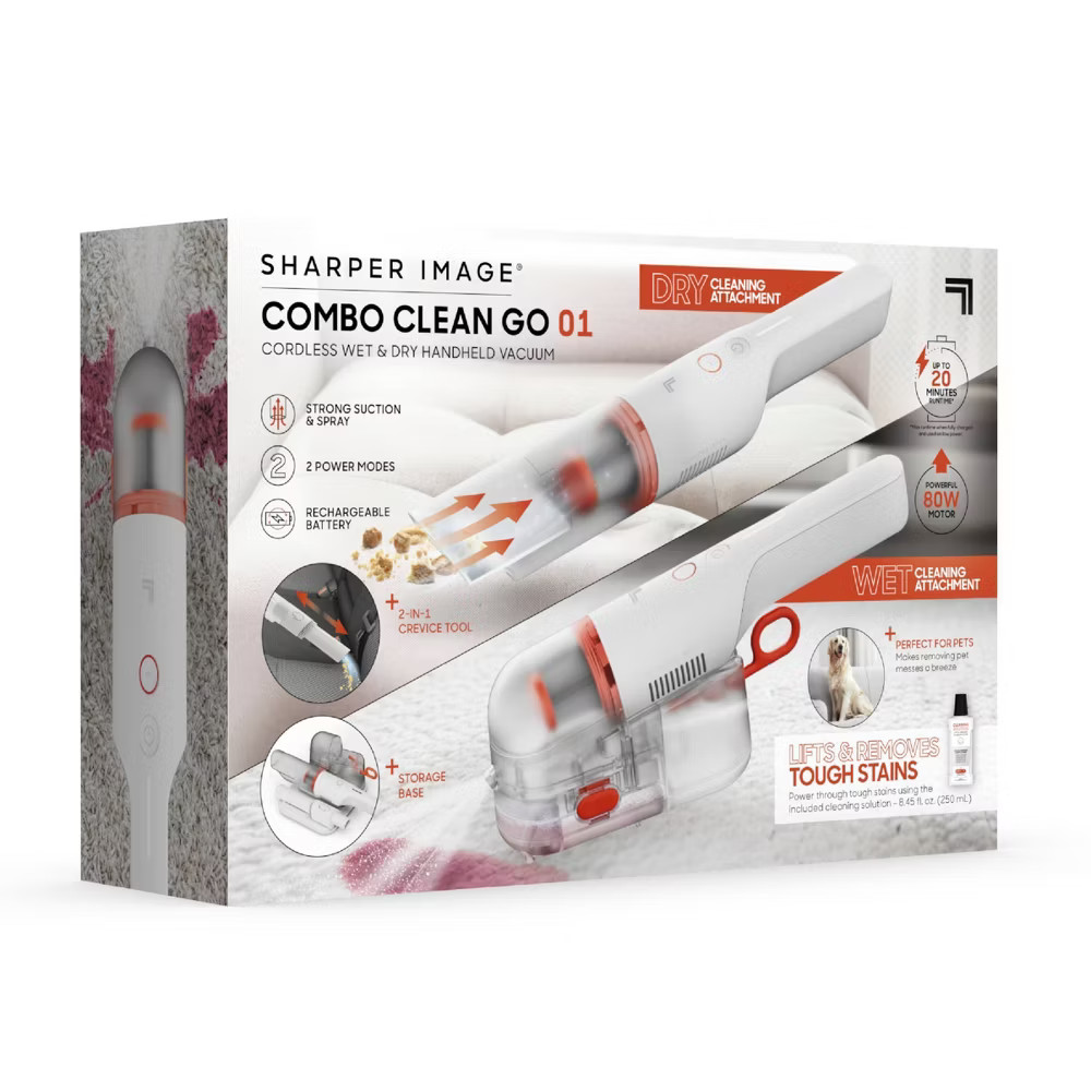 Sharper Image Cordless Handheld Vacuum with Spot Cleaner Attachment Gray/White