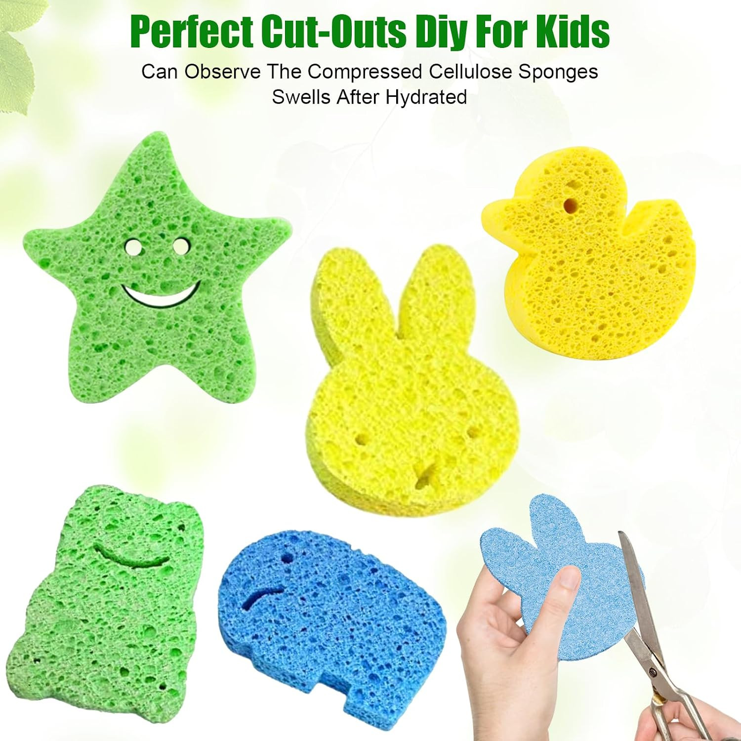 12 PCS Kitchen Sponges, Natural Compressed Cellulose Sponges, Non-Scratch