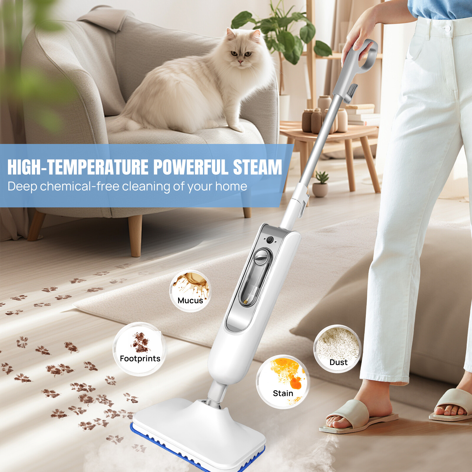 Electric Steam Mop Hand Held 10 in 1 Cleaner Steamer Floor Carpet Washer Window