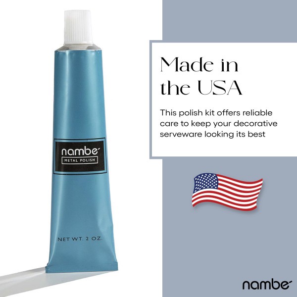 Nambe Alloy Metal Polish Kit with 2 oz Tube, Polishing Cloth & Latex Gloves