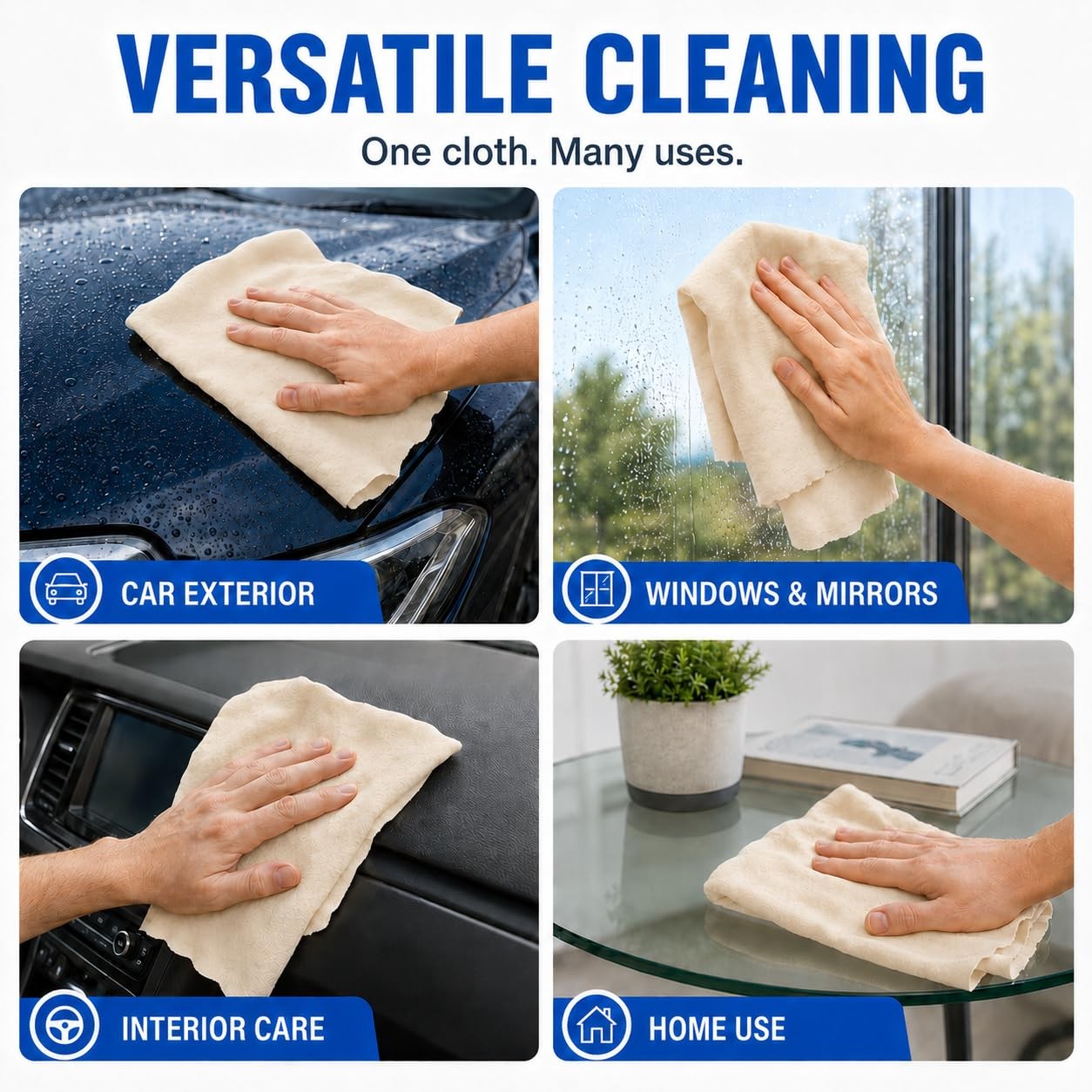 Chamois Cloth for Car – Sheepskin Cleaning Cloth Car Drying Towel Real Sheepskin