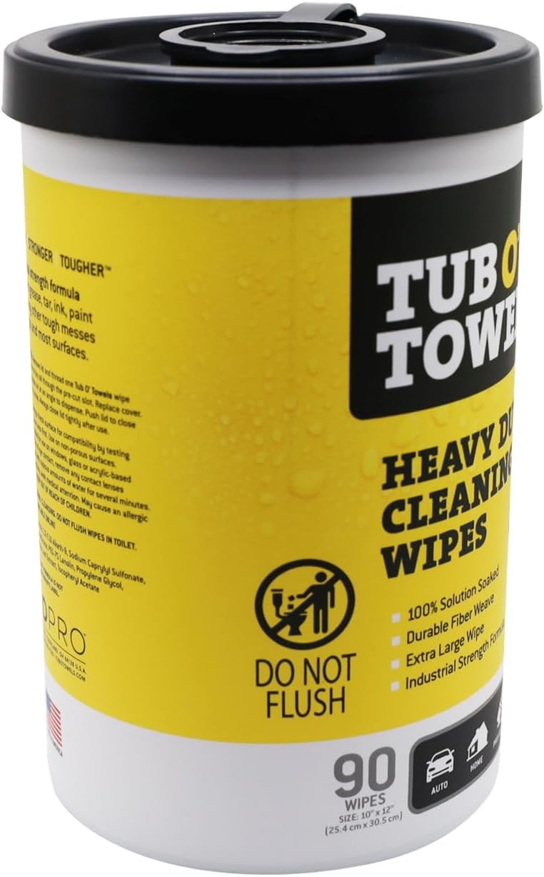 Tub O’ Towels Heavy Duty Multi-Surface Cleaning Wipes 90-Count 10×12