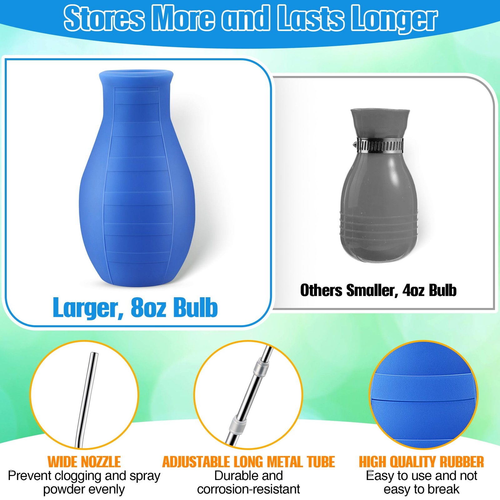 Qualirey Blue 9″-22″ Retractable 8oz DE Powder Duster 1 Pcs
