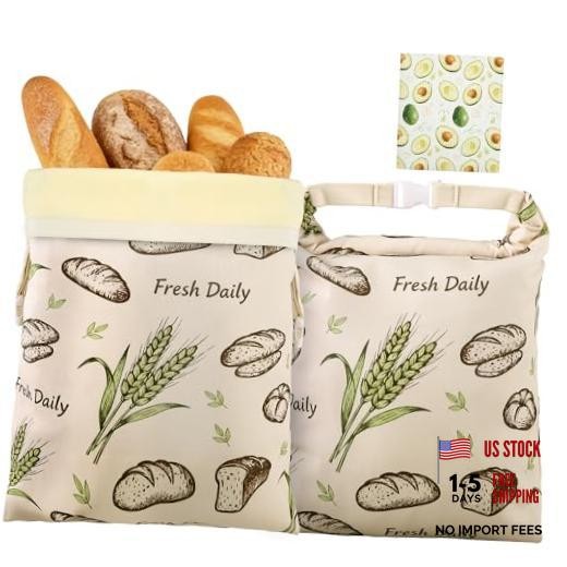 2 Pack Beeswax Bread Bags for Homemade Bread,17×13 In Sourdough Storage