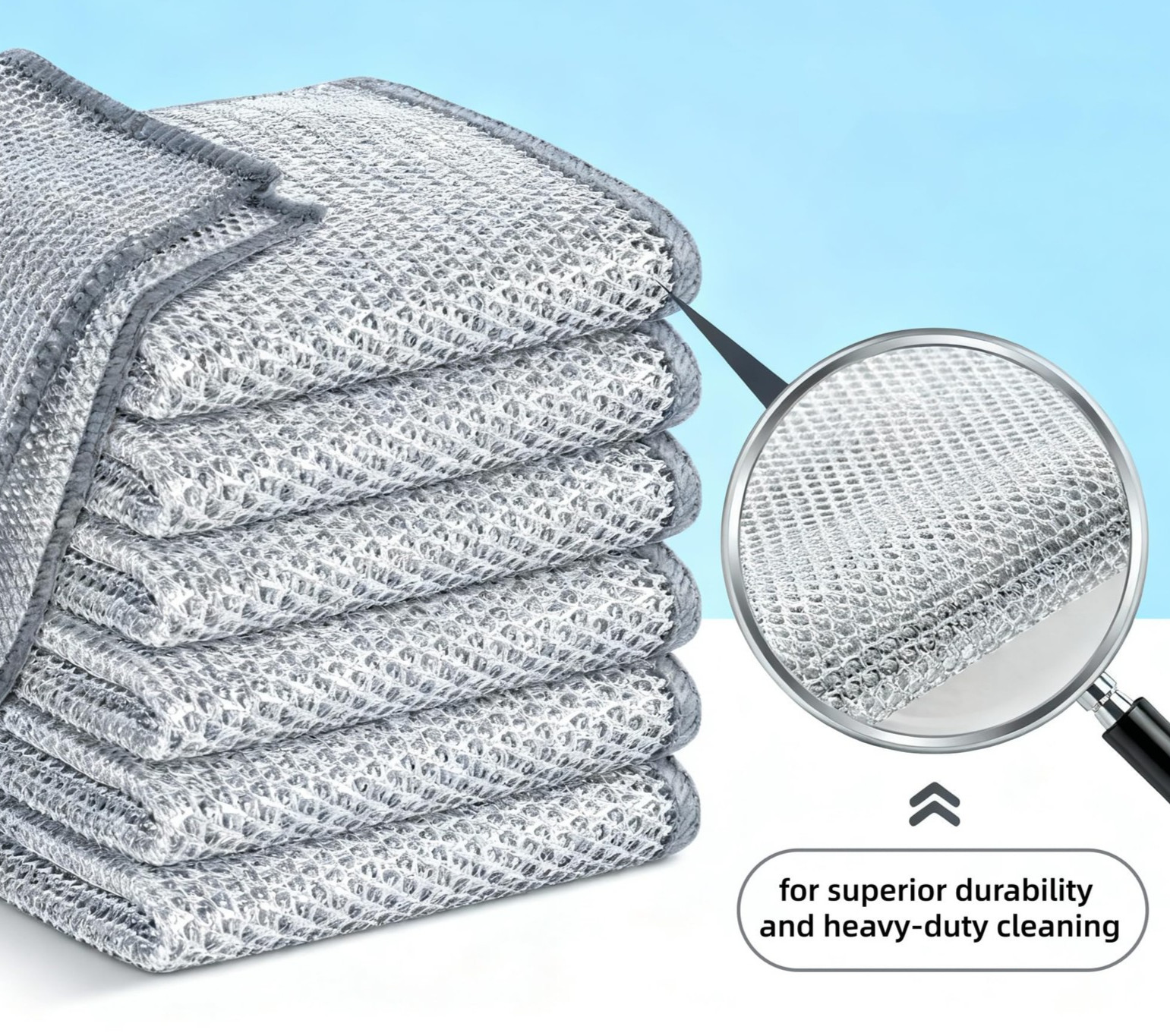 6 Pack Silver Mesh Scrubber Rag Heavy Duty Non Scratch Metal Wire Dish Cloths