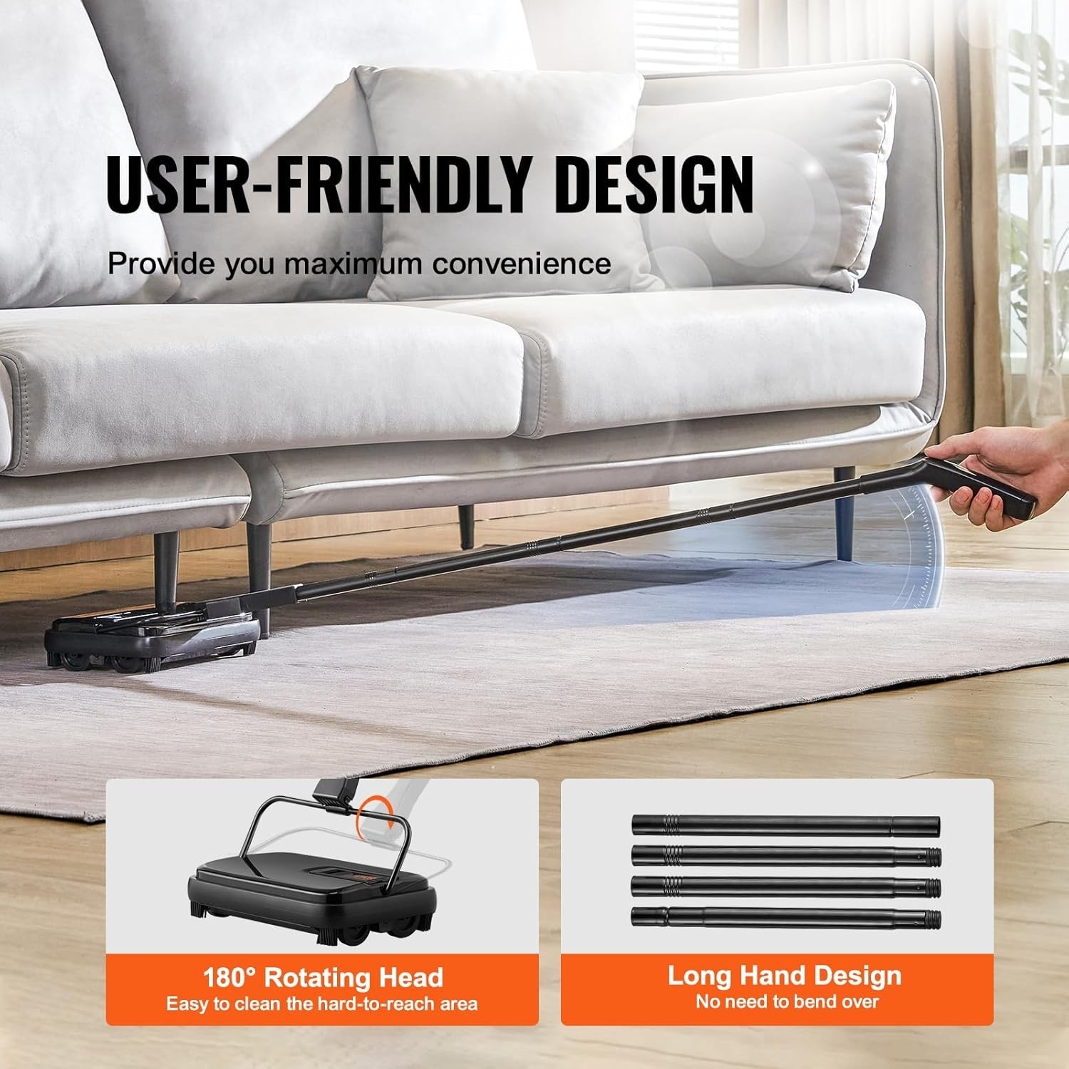 Carpet Sweeper, 7.87 in Sweeping Paths, Floor Sweeper Manual Non Electric, 30…