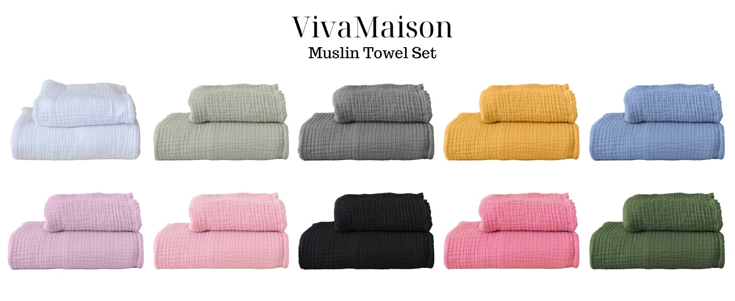 Ultra Soft Muslin Towel Adult Set, 100% Turkish Cotton 4-Layer 2 Pieces Luxury