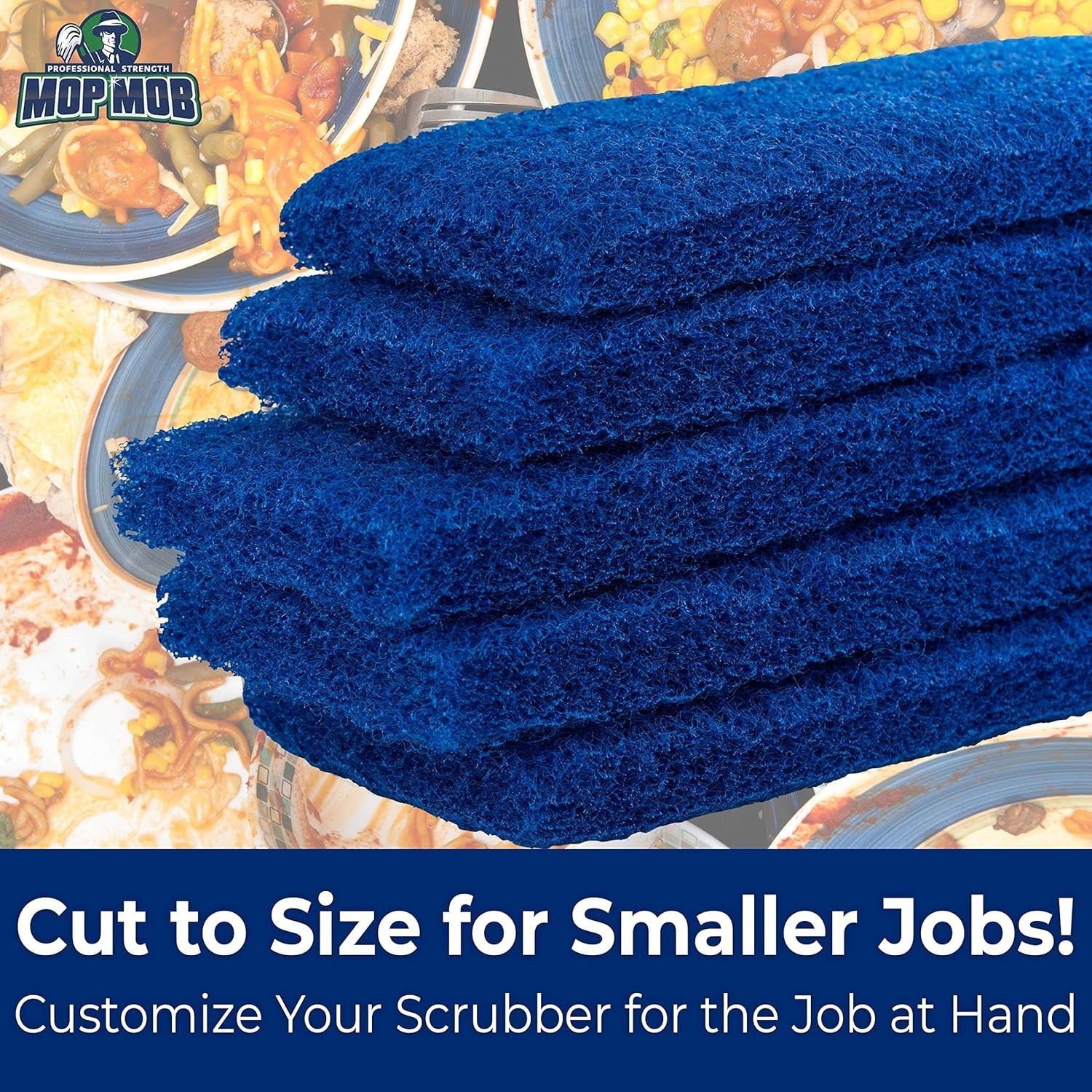 Medium Duty XL Blue Scouring Pad 5 Pack. 10 x 4.5in Large Multipurpose Nylon