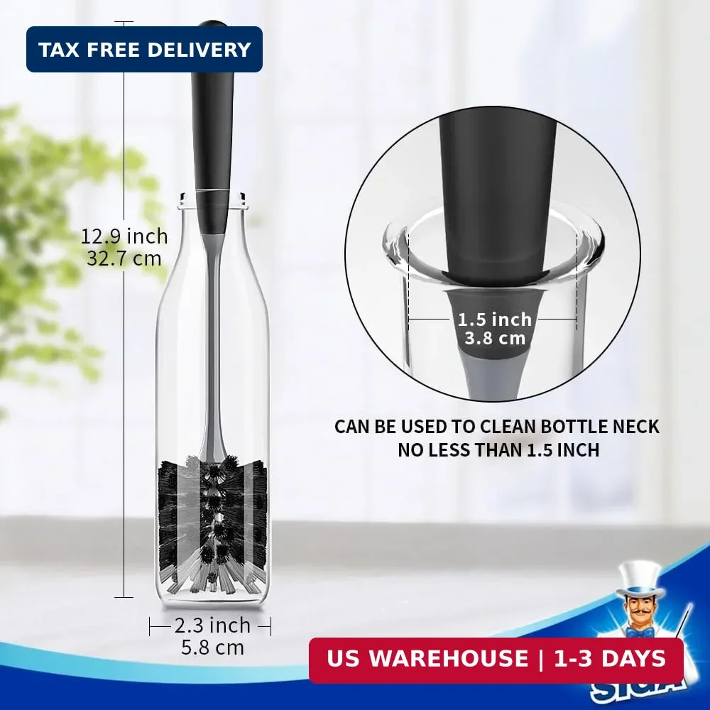 Bottle Brush Set 2pcs Flexible Long Handle Glassware Mug Cleaner