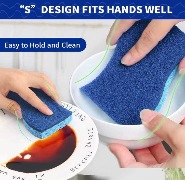50 pk Blue Dual Sided NonScratch Kitchen Sponges Heavy duty Long Last EasyDry