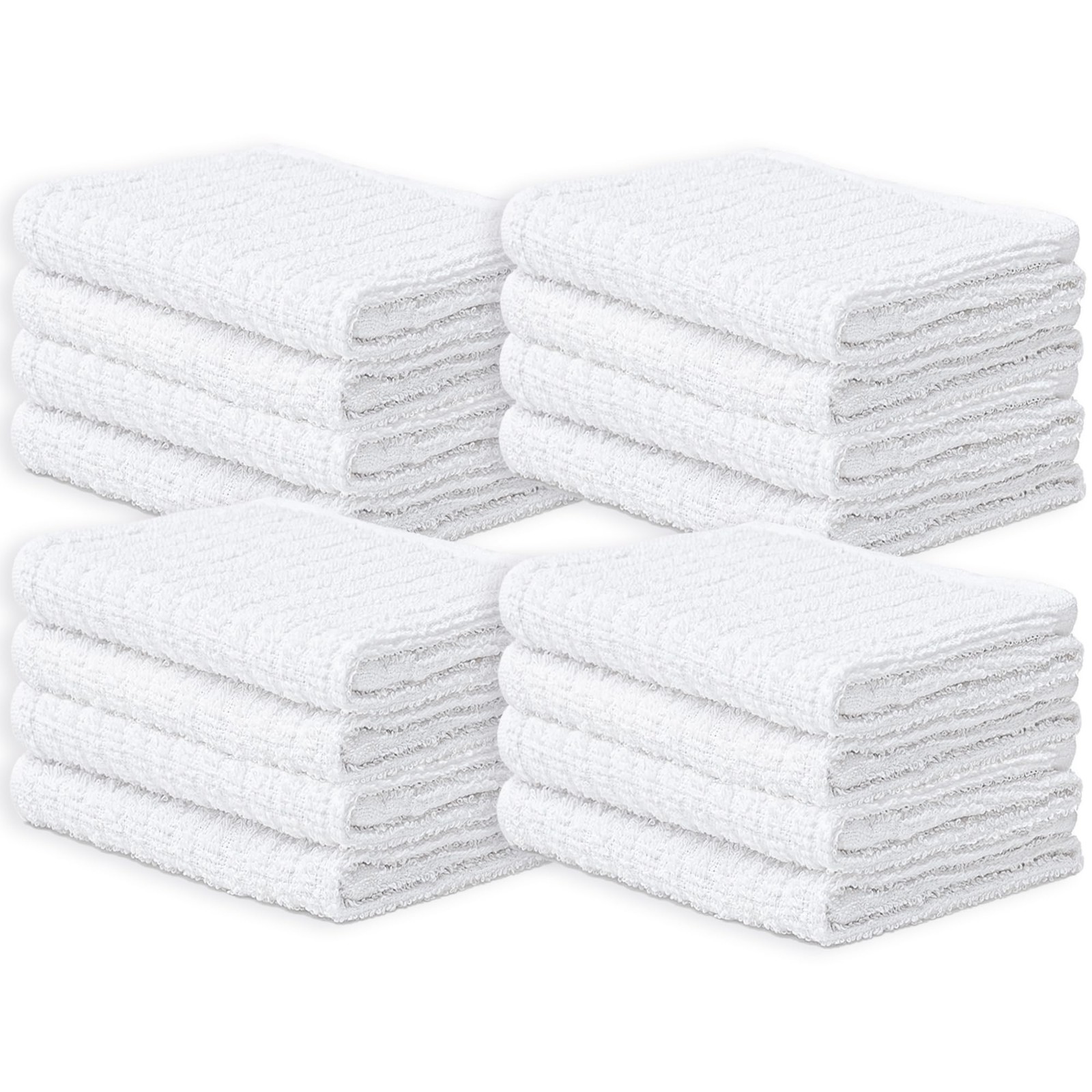 White Terry Cloth Rags (16 Pack) 16″x19″ Inches Ribbed – Lint Dish Cloth Mult…