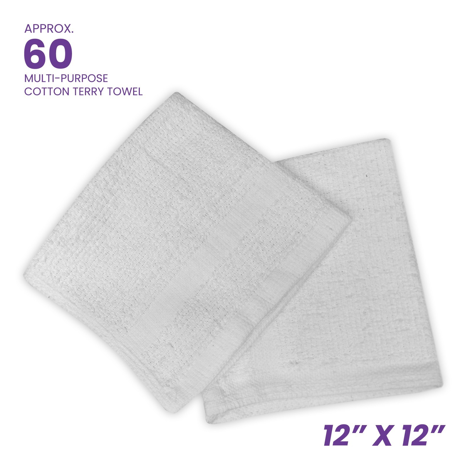 White Wash Cloths 12×12 in Bulk Boxes – Soft Absorbent Towels 100% Cotton Rags
