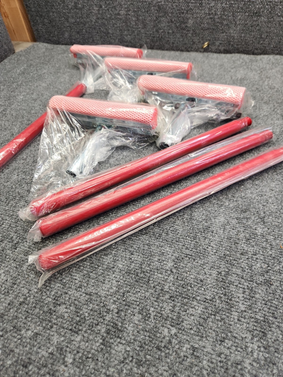 4-PK 8 in. Deluxe Professional Squeegee Red 16 in. Wood Handle