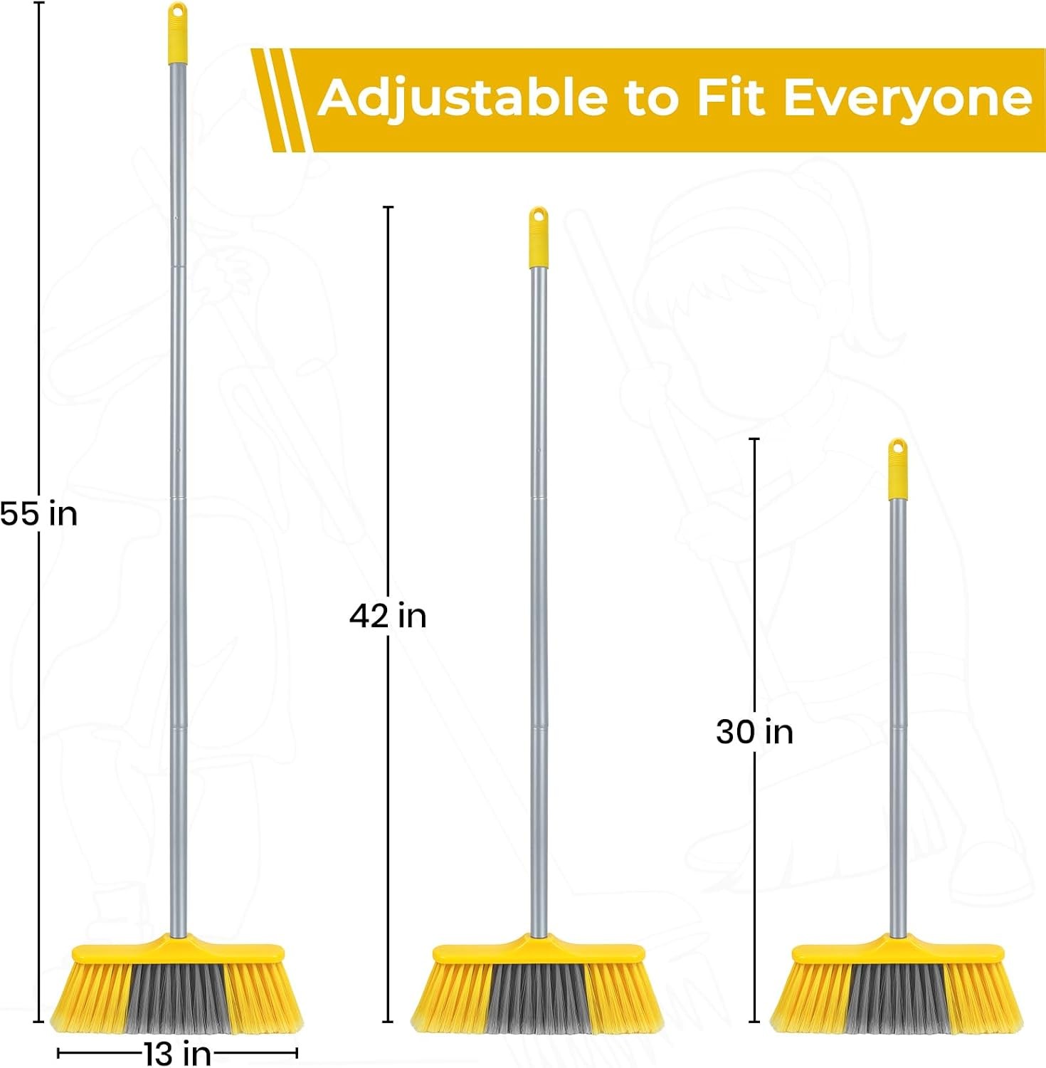 Indoor Broom for Floors 55” Soft Bristle Brooms for Sweeping Indoor/Outdoor to