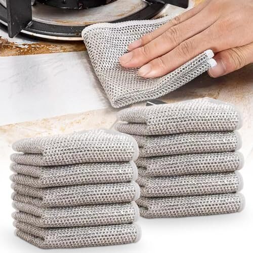 10 Pack Multifunctional Non-Scratch Wire Dish Cloth Mesh Knit Cleaning Cloth