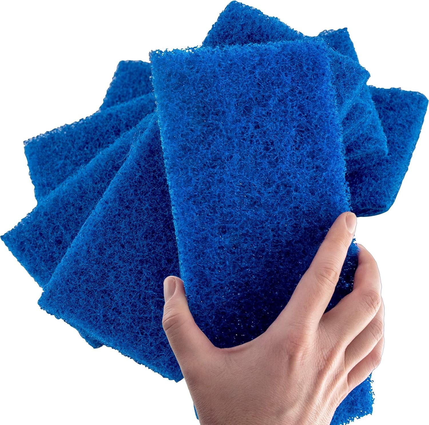 Medium Duty XL Blue Scouring Pad 5 Pack. 10 x 4.5in Large Multipurpose Nylon