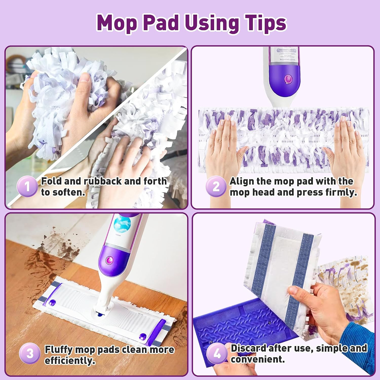 Power Mop Pads for Swiffer Powermop, Unscented Disposable Mop Refills