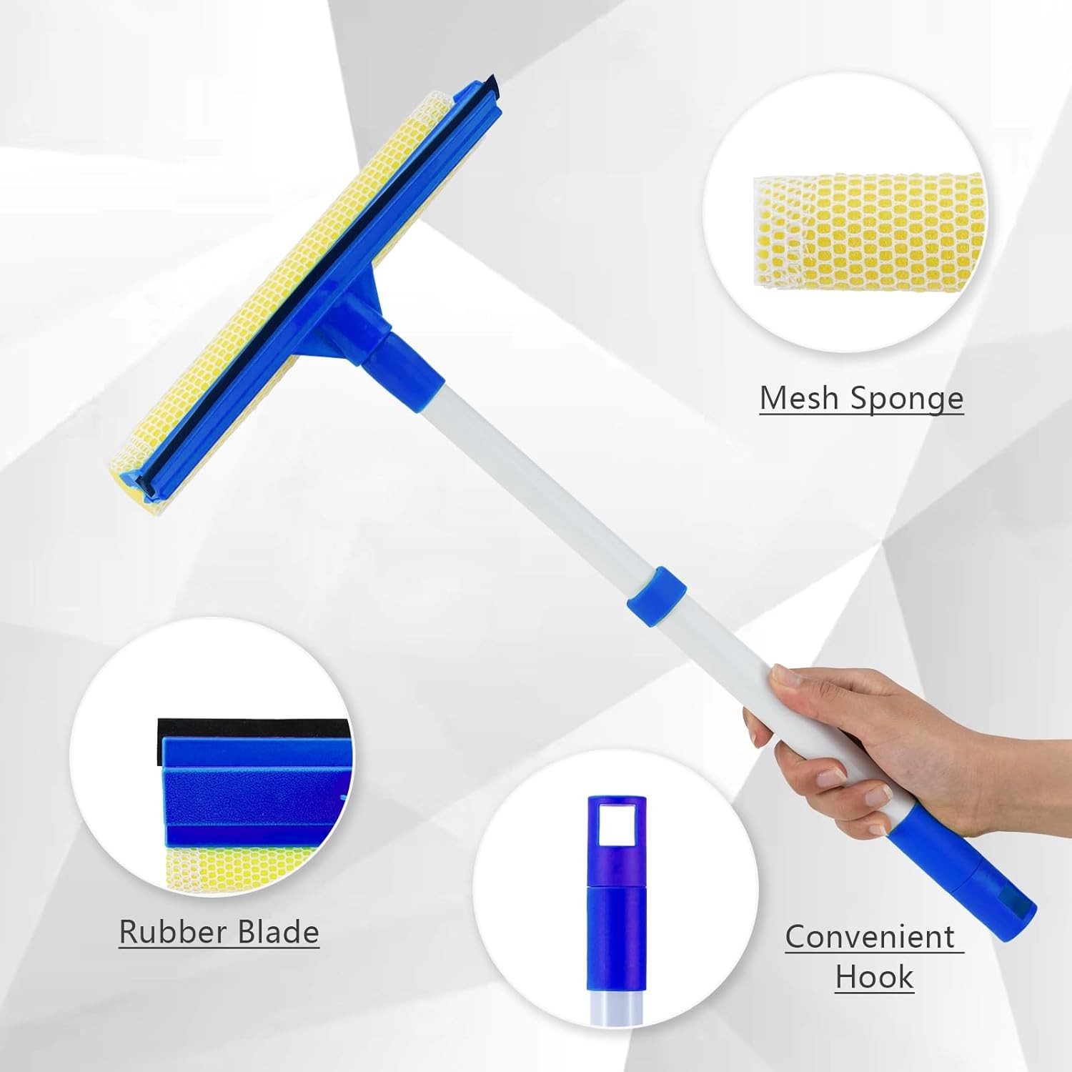 15.9″ Window Squeegee for Car,2 in 1 Squeegee Window Cleaner with Long Stainless