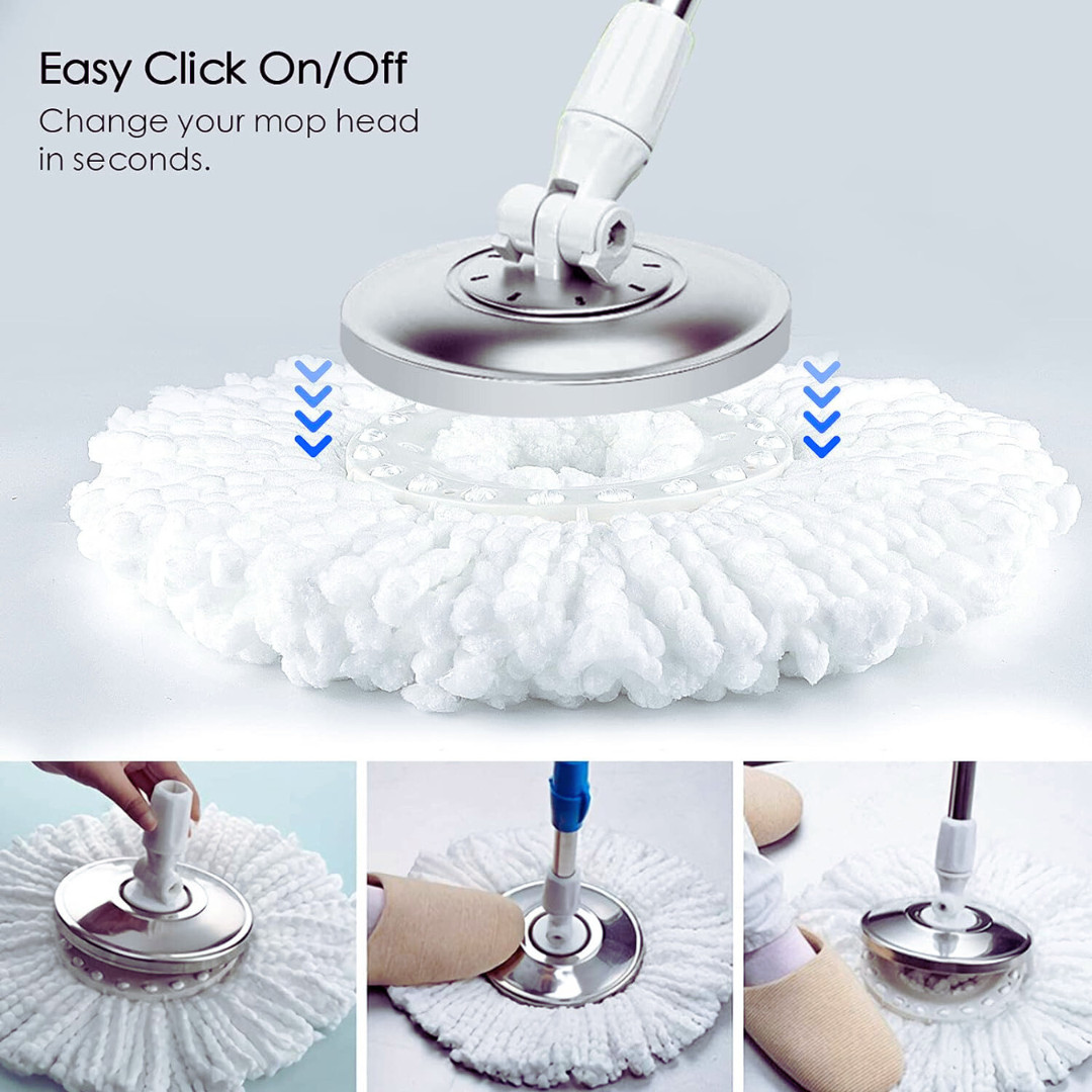 4 Pack 360° Spin Mop Replacement Head, Round Shape Standard Size Microfiber