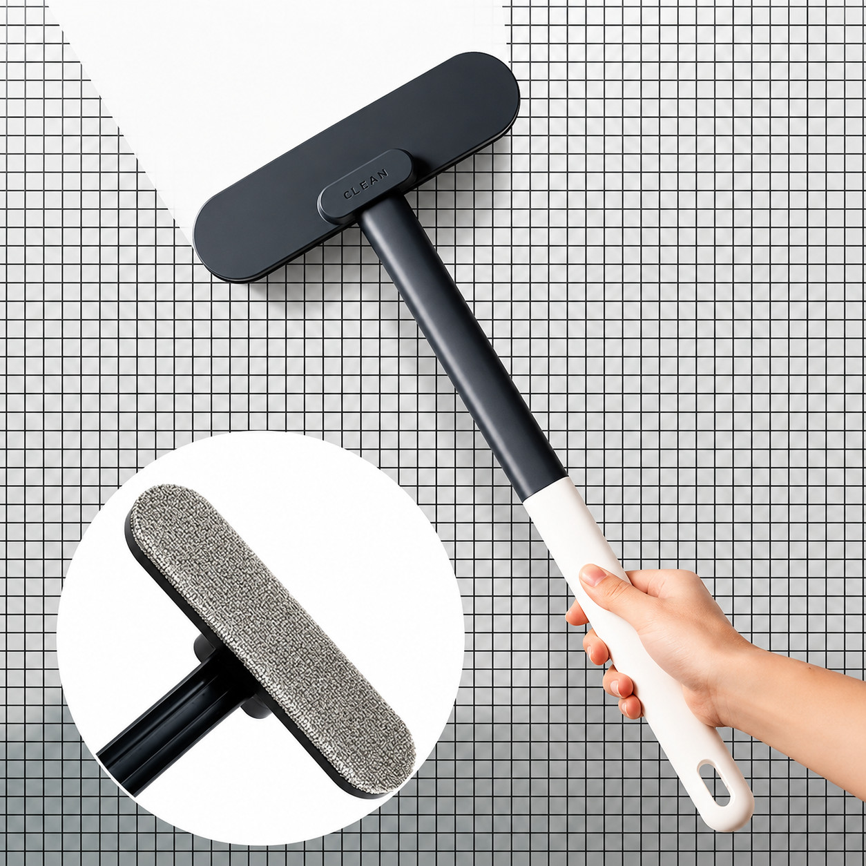 Multifunction Window Cleaning Brush Long Handle Glass Wiper Wet Dry Dust Cleaner