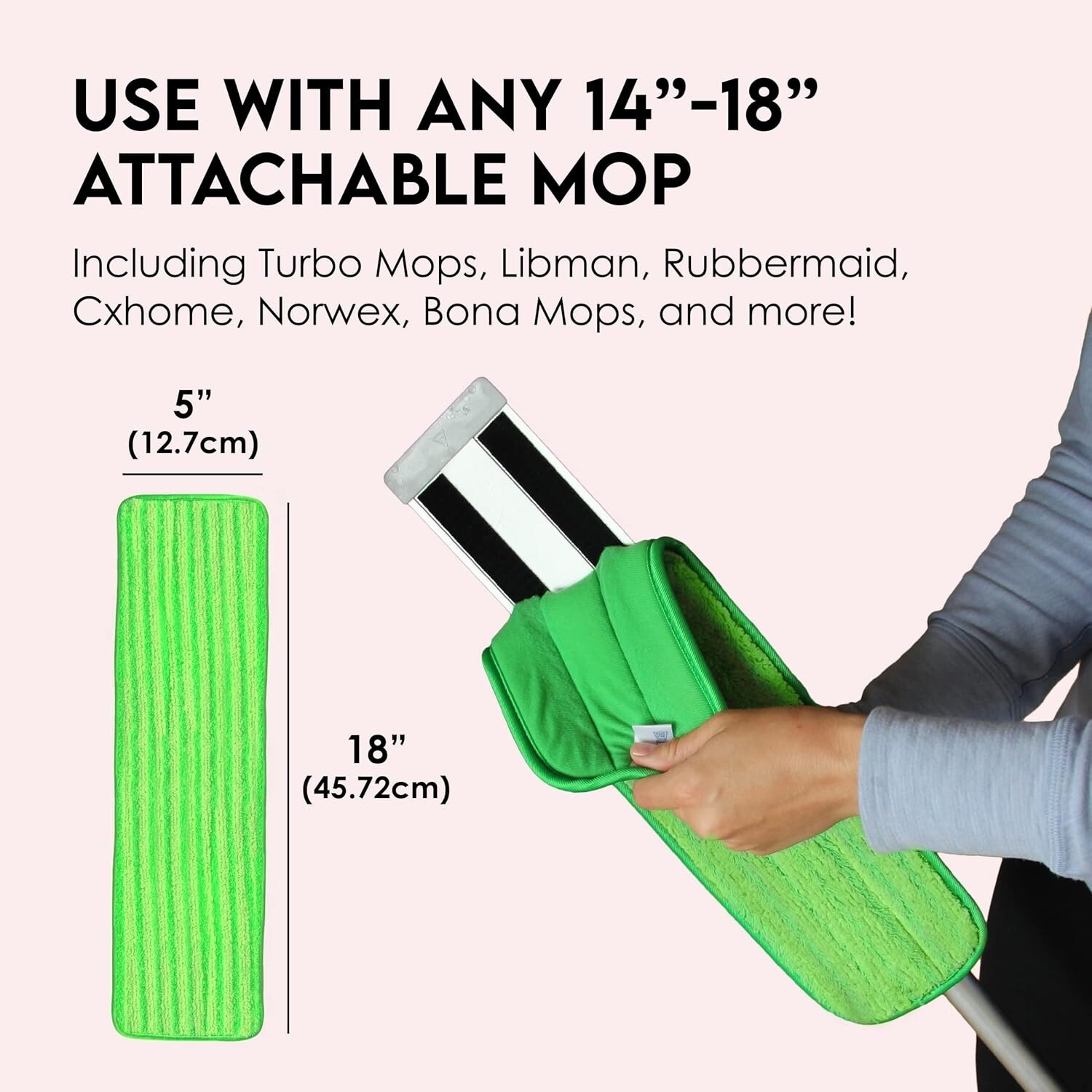 18″ Microfiber Mop Pads 4 Pack, Reusable Washable Cloth Mop Head Replacements