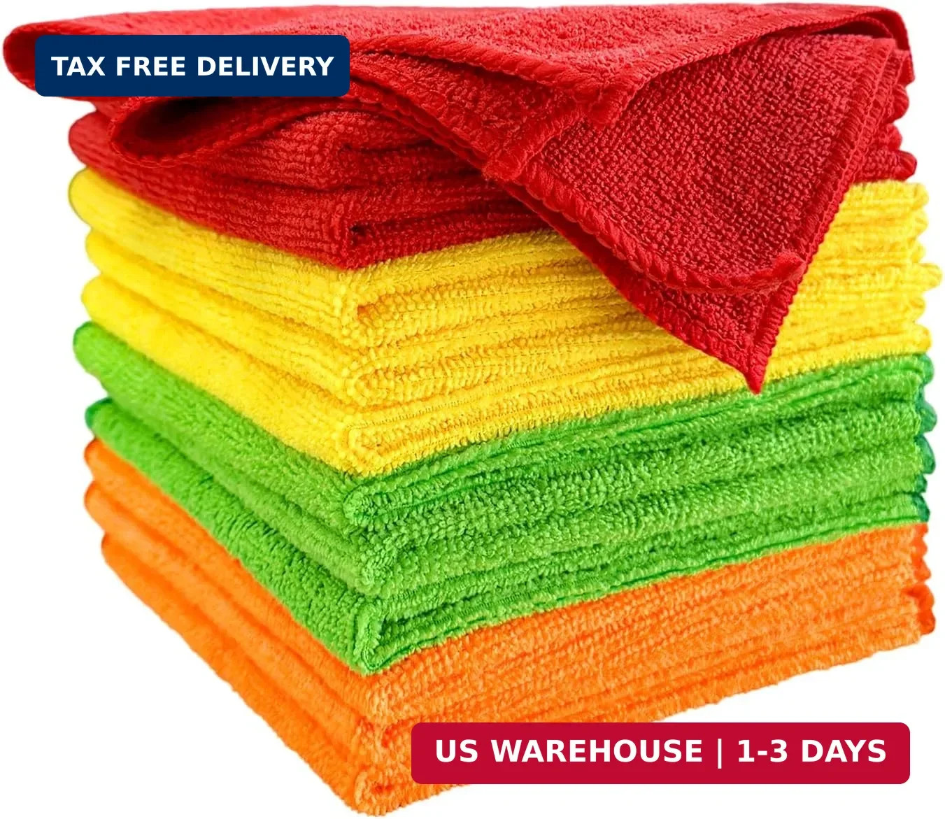 12PCS Microfiber Cleaning Cloths, 12″×12″ Soft Absorbent Streak-Free Car Drying