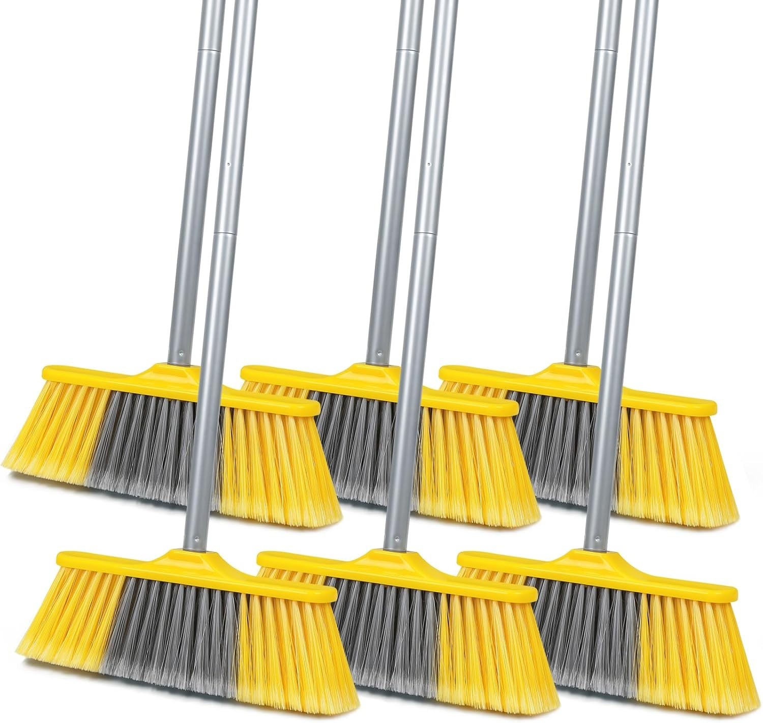 Heavy Duty Soft Bristle Brooms 6-Pack, 55″ Long for Effortless Floor Cleaning
