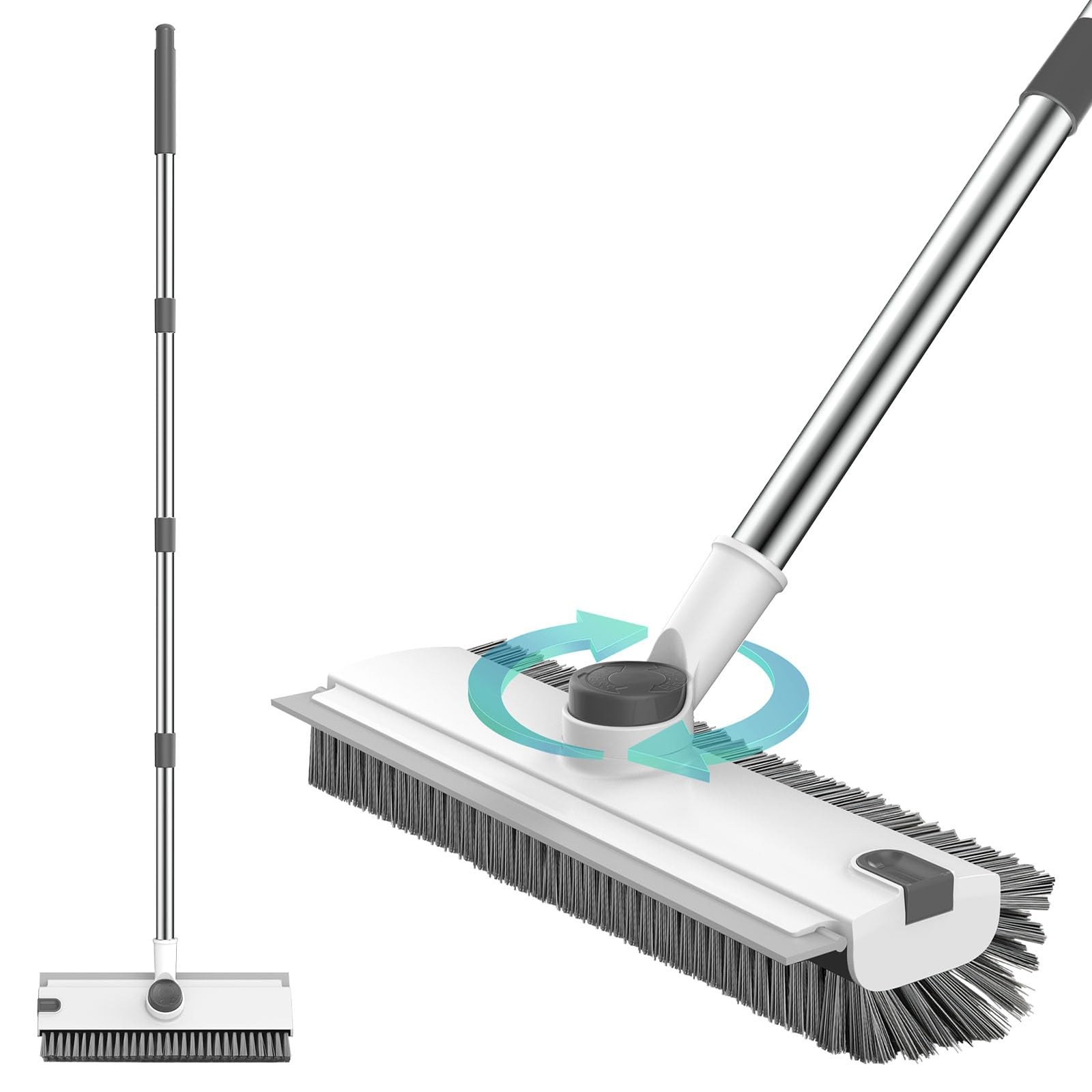 SetSail Floor Scrub Brush, 3 in 1 Brush with 54-in Grey White
