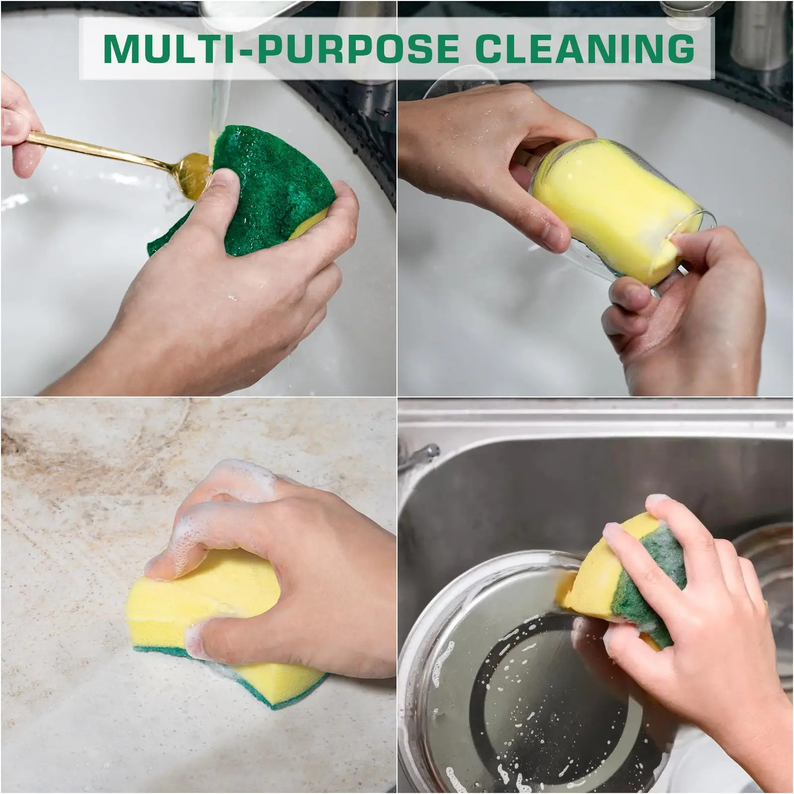 10pcs Cleaning Sponges Dish Scrubber Soft & Heavy Duty Microfiber Kitchen Sponge