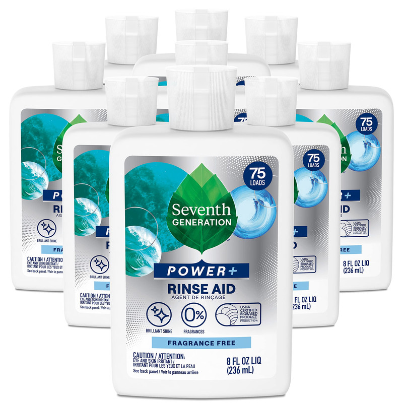 Seventh Generation Power Dishwasher Rinse Aid Fragrance 8 Fl Oz Pack Of 9
