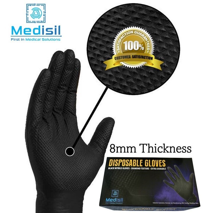 Mechanical HD Disposable Nitrile Gloves 8mm Powder Free & Latex Free (100pack)