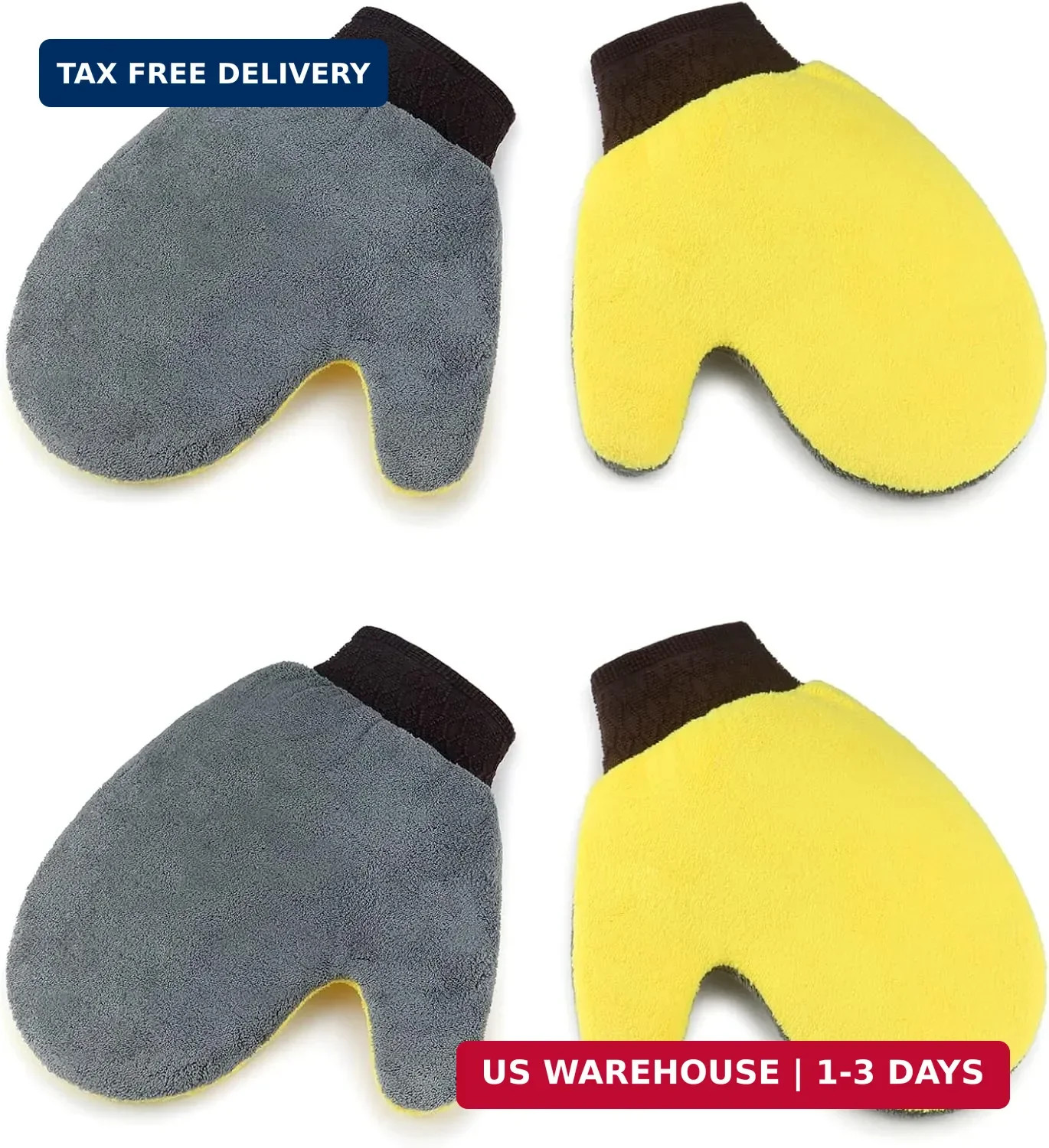 4 Pack Painter’s Gloves, Soft Microfiber Terry Mitts for Cleaning, Dusting