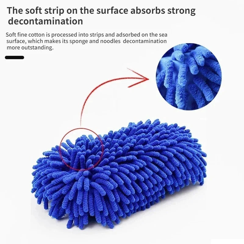 **Microfiber Chenille Car Wash Sponge Glove – Soft Auto Cleaning Brush Pad Towel