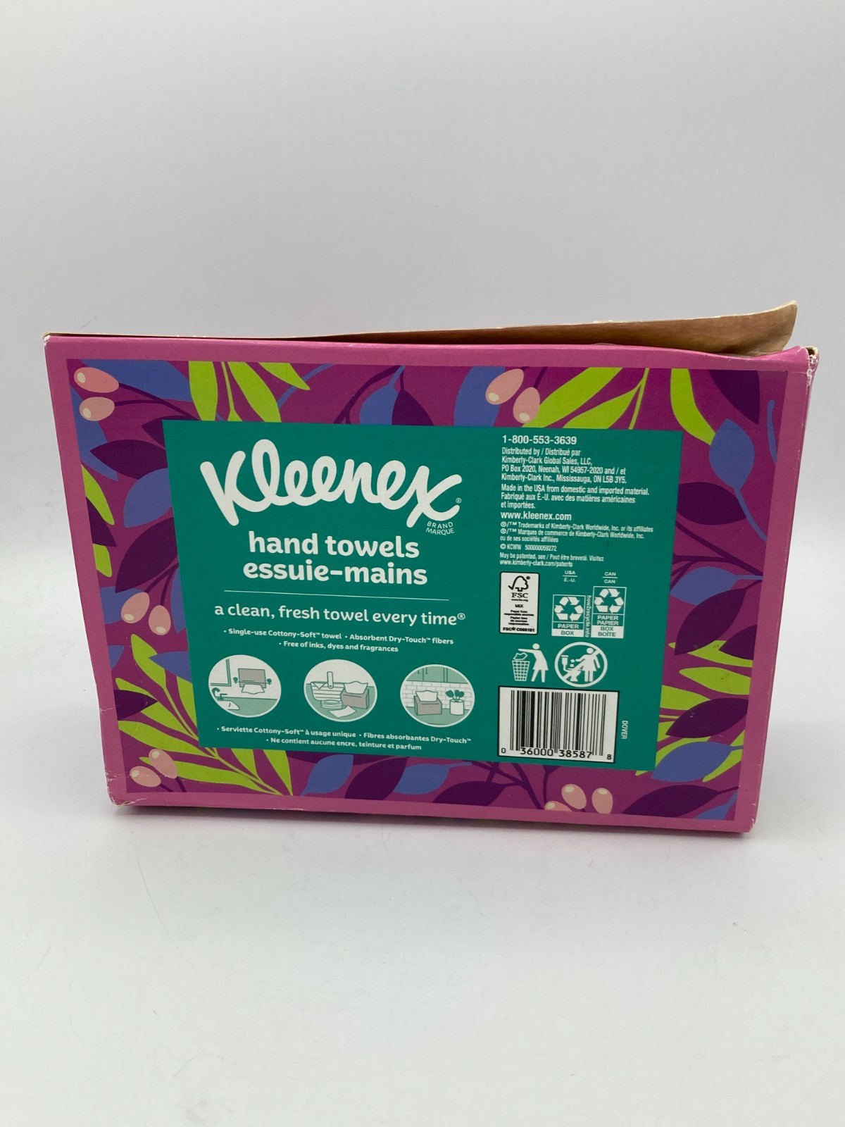 Kleenex Hand Towels Disposable Single-Use Paper Towels 60 Count Floral Box