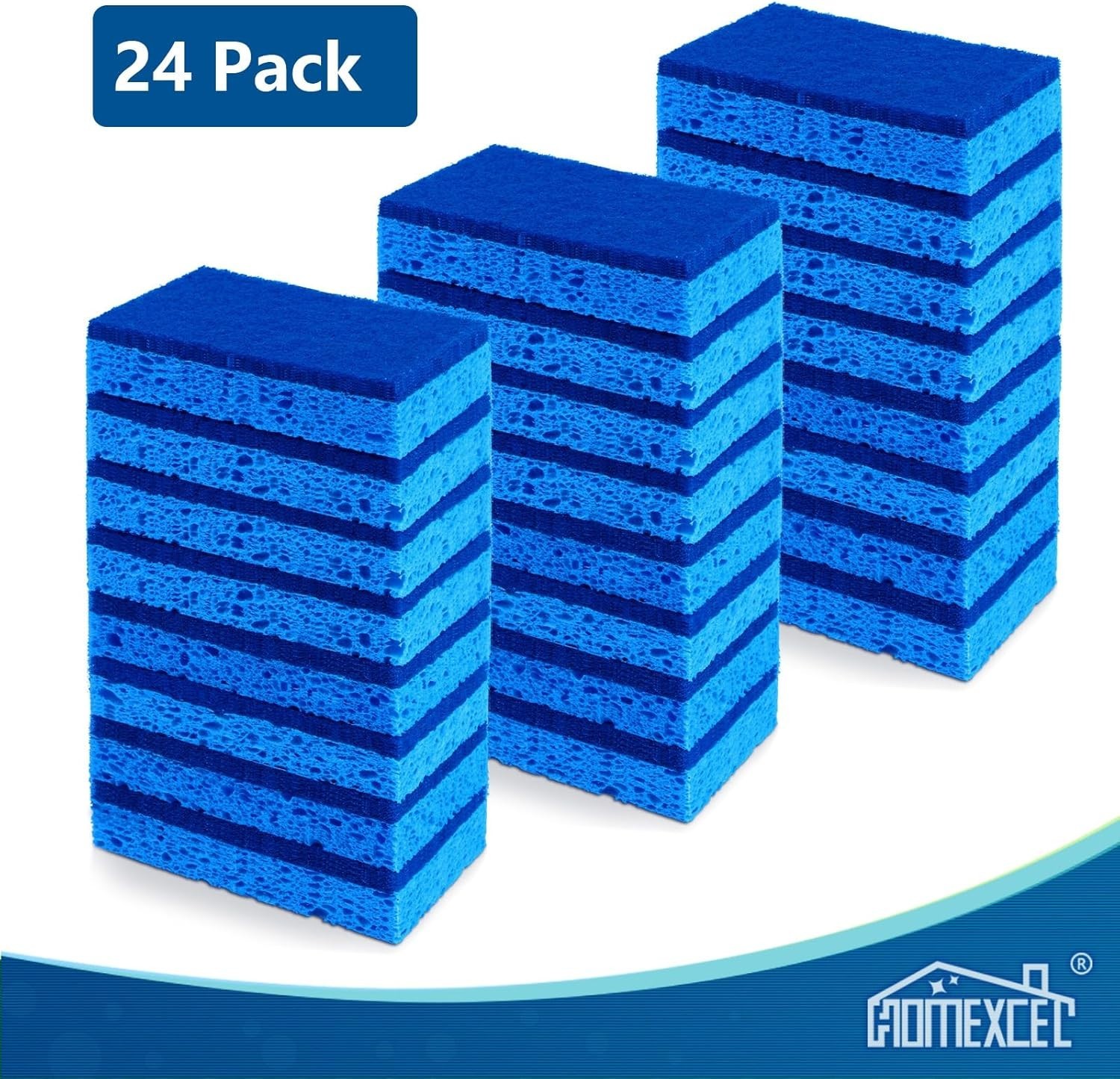 Sponges Kitchen 24pcs, Non-Scratch Scrub Dish Sponge Safe on Non-StickCookware