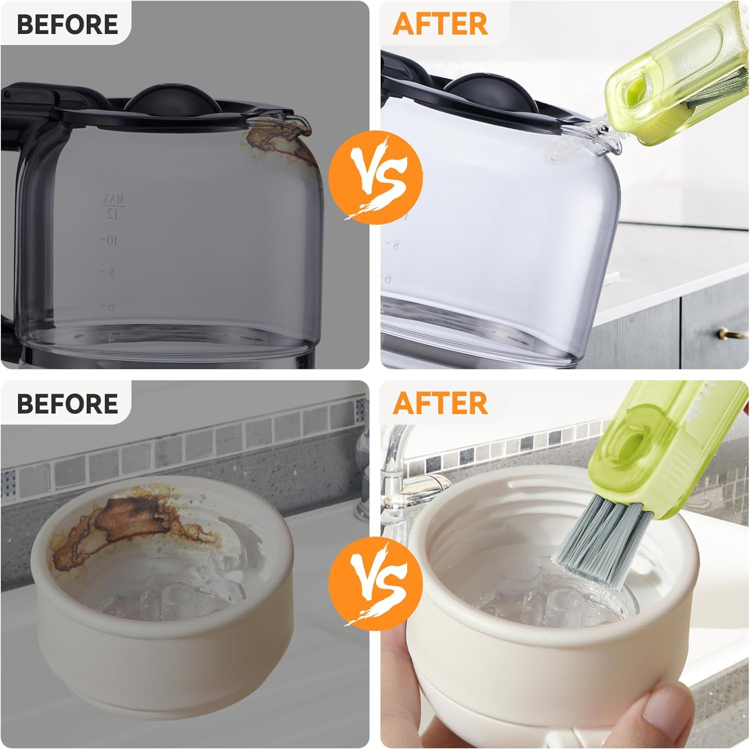 3 in 1 Cup Lid Gap Cleaning Brush Set, Multifunctional Bottle Cleaning Brush, Si