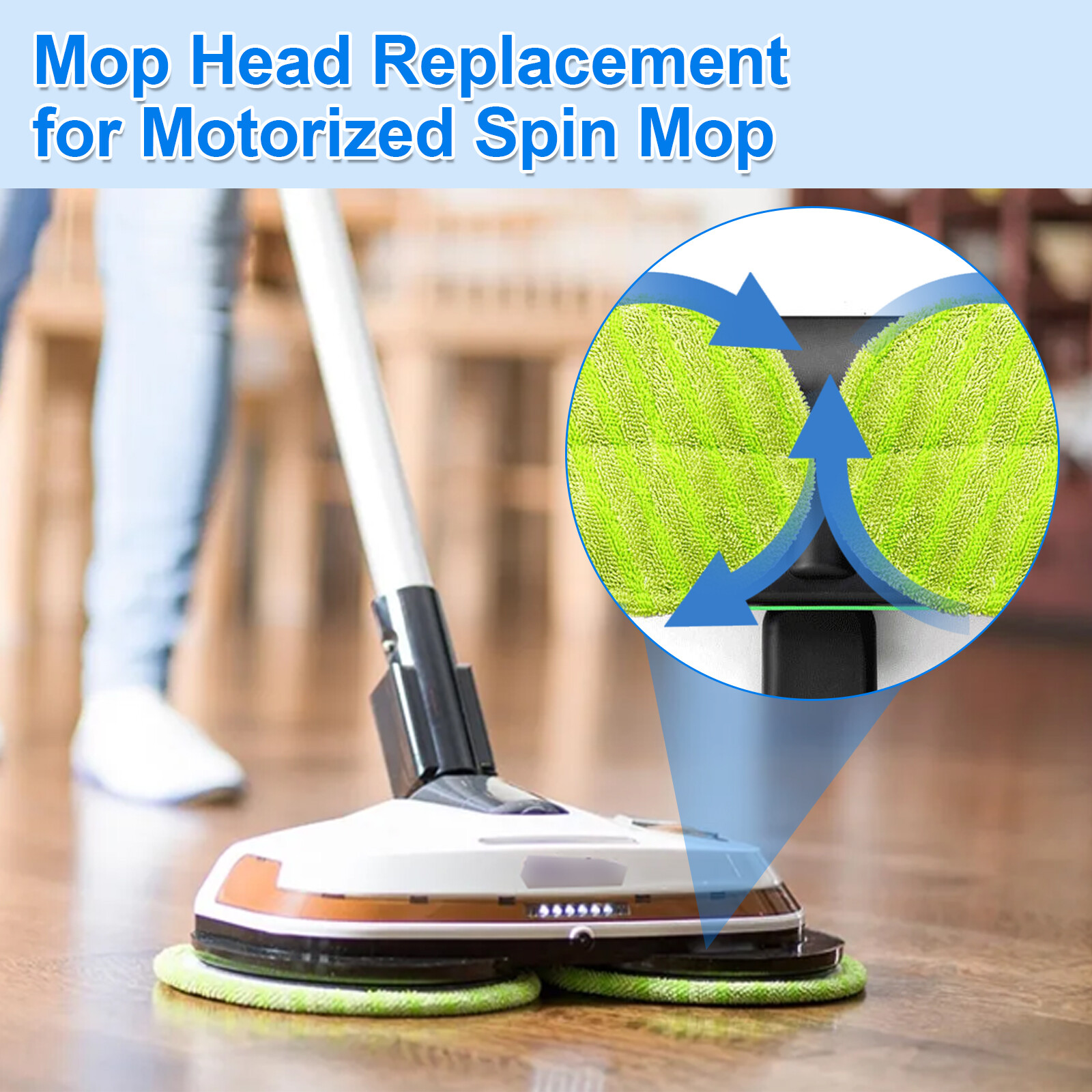 6Pcs Electric Mop Head Replacement Pads for Floor Cleaning Microfiber Washable