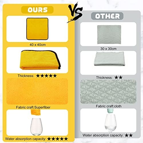 40 Yellow Microfiber Towels 16×16 Inch Car Drying Cloths Bulk Detailing