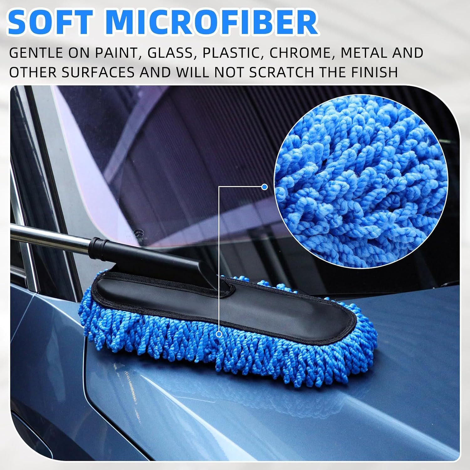2 Pack Microfiber Car Duster Exterior Scratch Free with Extendable