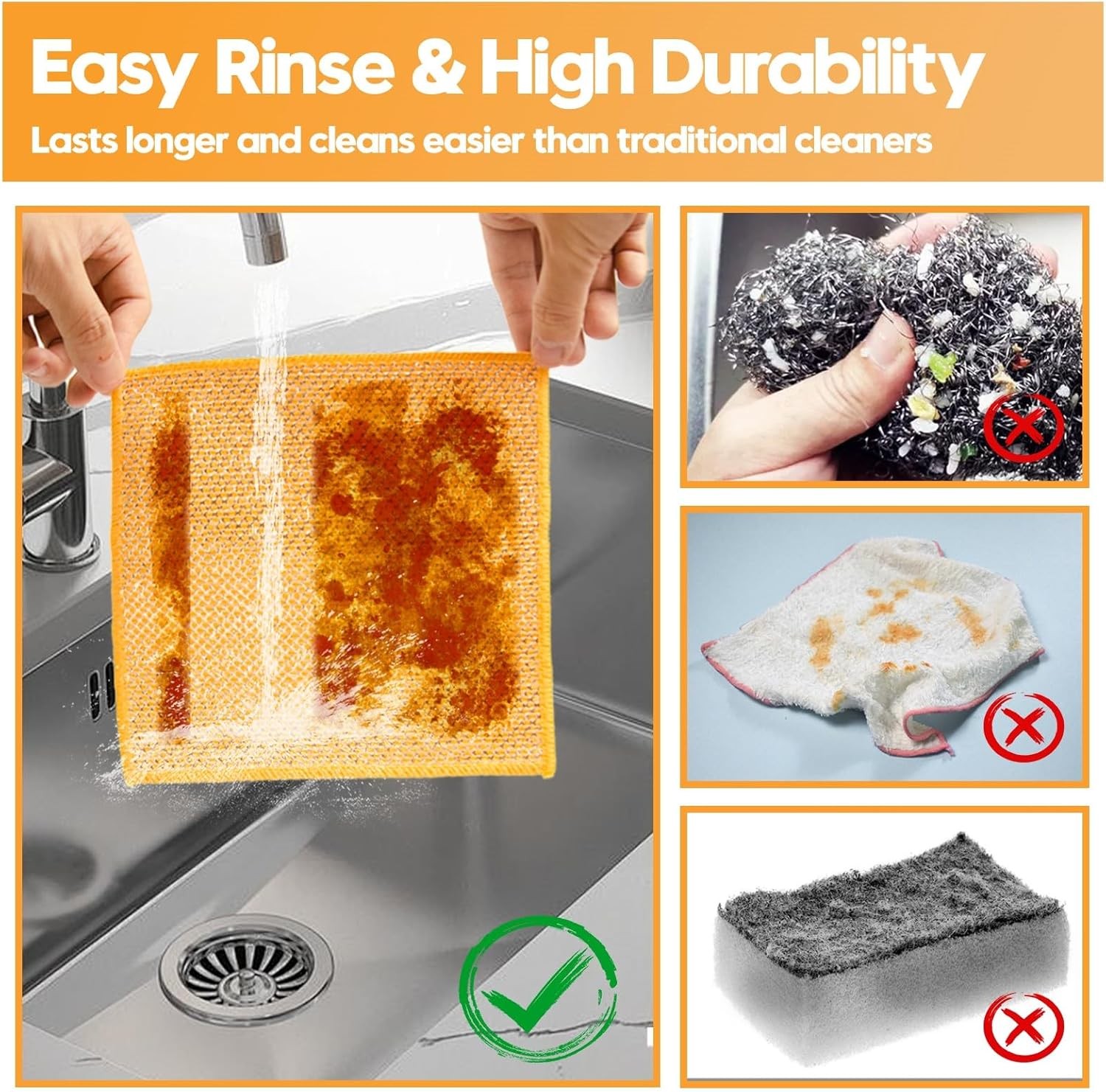 16 Pcs Multipurpose Wire Dishwashing Rags, Upgraded Dual-Sided Non Scratch