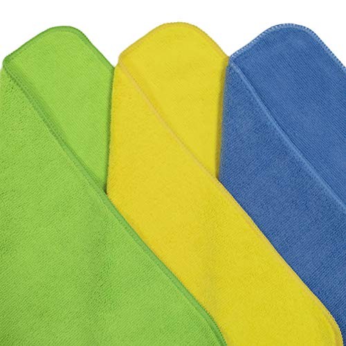 Polyte Premium Microfiber Cleaning Towel,16×16 in 36 Pack Blue,green,yellow
