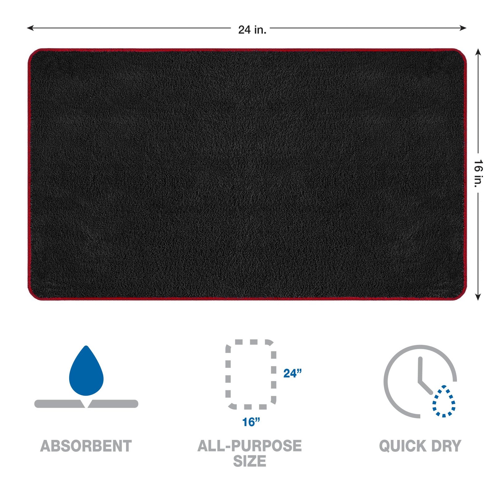 Dual Pile 400 GSM Microfiber Towels with Red Trim, All-Purpose Terry Weave Cl…