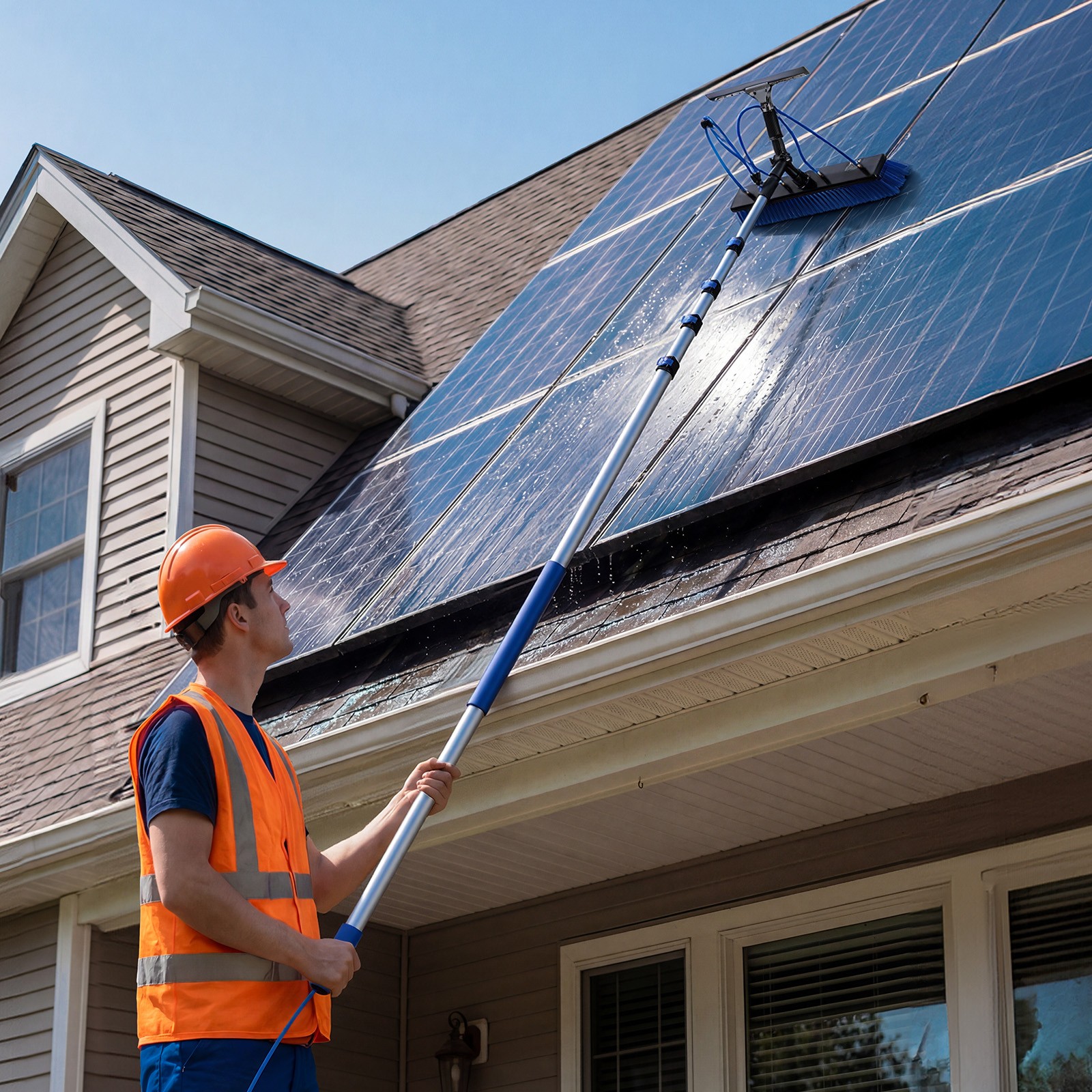 VEVOR Solar Panel Cleaning Kit Water Fed Pole Kit 26 ft with Brush and Squeegee