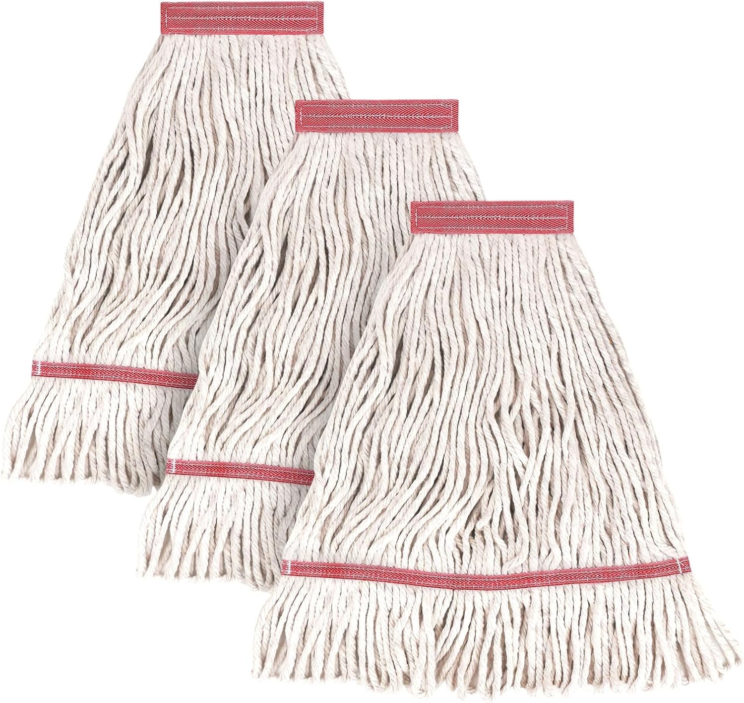 Universal Fit Commercial Cotton Mop Head Refill – 3 Count for Effective Mopping